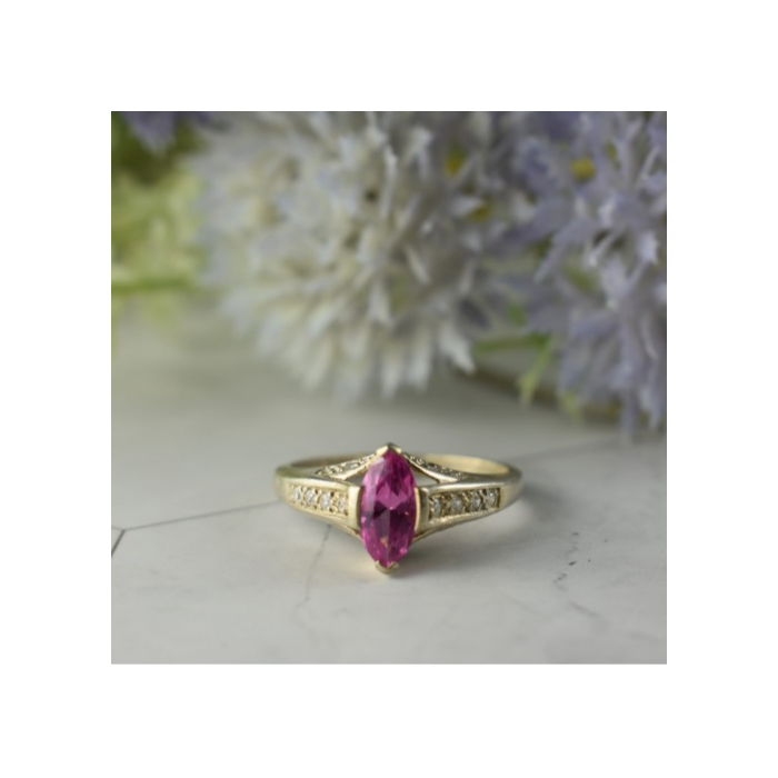 925 Sterling Silver Pink Spinel & CZ Ring Size 11