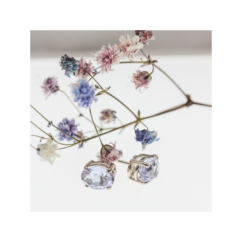 925 Sterling Silver Iolite Stud Earrings