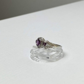 925 Sterling Silver Tourmalines Ring Size 8