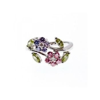 925 Sterling Silver Amethyst, Morganite, Peridot & CZ 