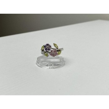 925 Sterling Silver Amethyst, Morganite, Peridot & CZ 