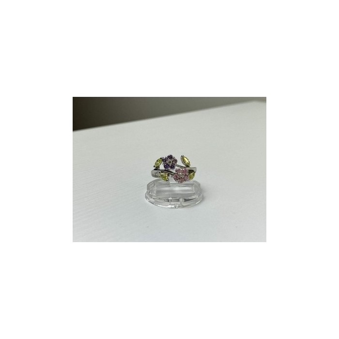 925 Sterling Silver Amethyst, Morganite, Peridot & CZ 