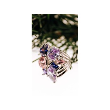 925 Sterling Silver Multicolor CZ Ring Size 6