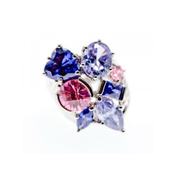 925 Sterling Silver Multicolor CZ Ring Size 6