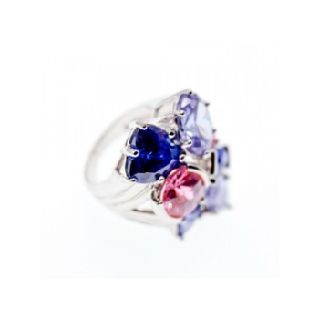 925 Sterling Silver Multicolor CZ Ring Size 6