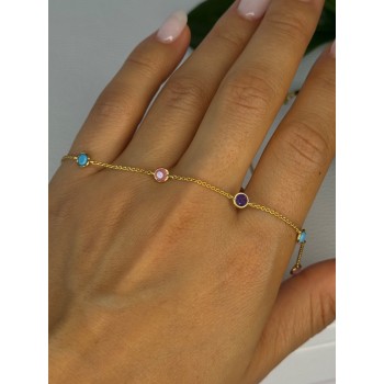 925 Sterling Silver Gold Plated Gemstones Necklace Length 15/16.5 inch