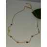 925 Sterling Silver Gold Plated Gemstones Necklace Length 15/16.5 inch