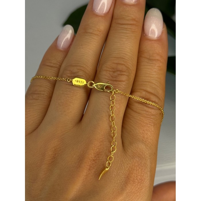 925 Sterling Silver Gold Plated Gemstones Necklace Length 15/16.5 inch