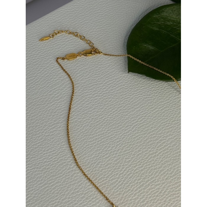 925 Sterling Silver Gold Plated Gemstones Necklace Length 15/16.5 inch