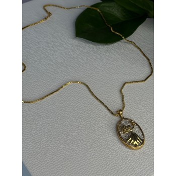 925 Sterling Silver Gold Plated Angel Cz Necklace Length 19.5 inch