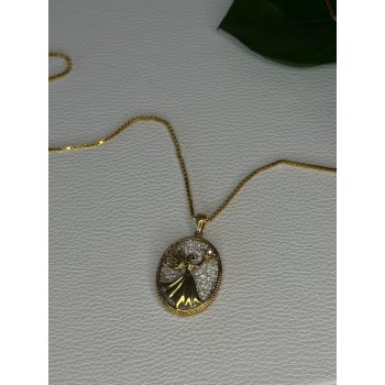 925 Sterling Silver Gold Plated Angel Cz Necklace Length 19.5 inch