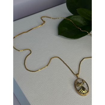 925 Sterling Silver Gold Plated Angel Cz Necklace Length 19.5 inch