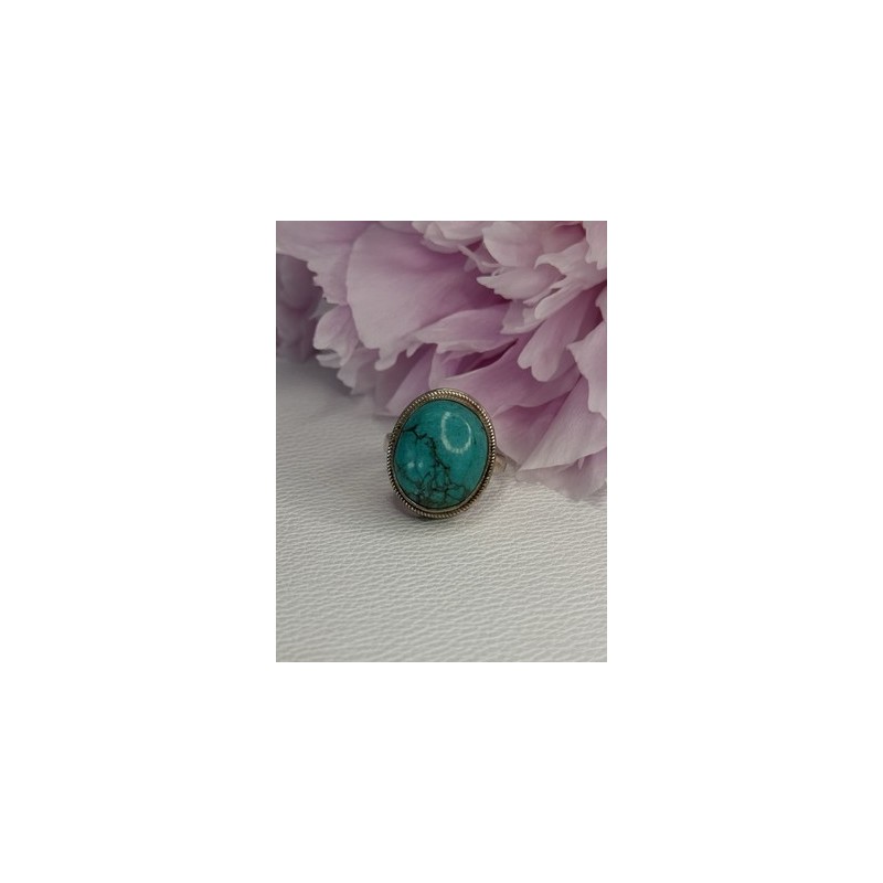 Vintage 925 Sterling Silver Turquoise Ring Size-Able
