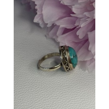 Vintage 925 Sterling Silver Turquoise Ring Size-Able