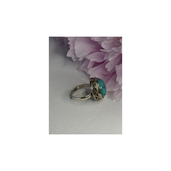 Vintage 925 Sterling Silver Turquoise Ring Size-Able