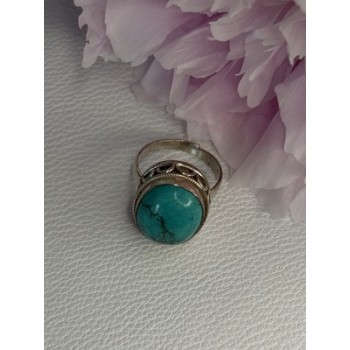 Vintage 925 Sterling Silver Turquoise Ring Size-Able