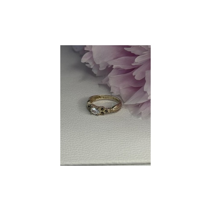 925 Sterling Silver Beryl & Marcasite Ring Size 7