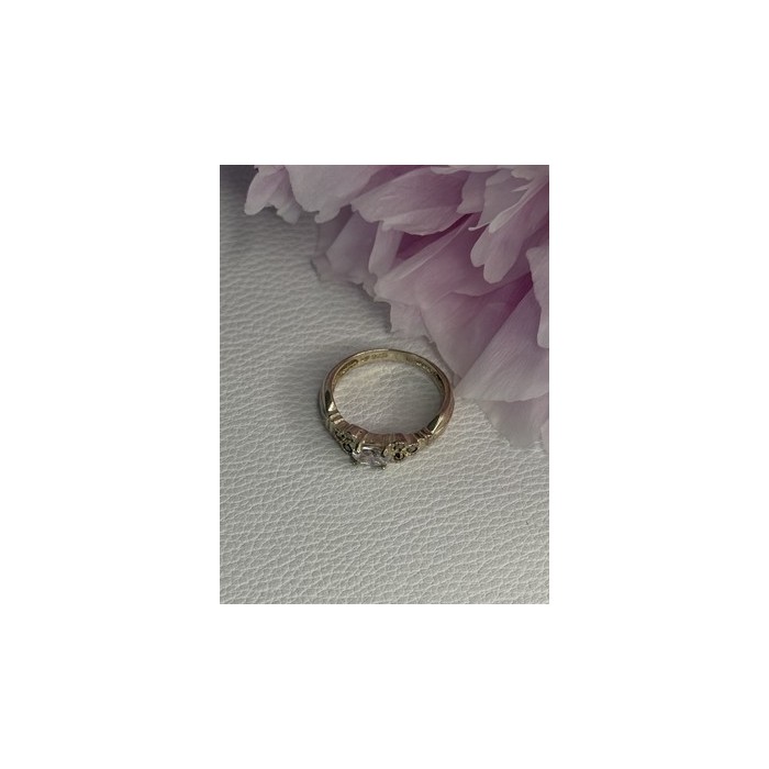 925 Sterling Silver Beryl & Marcasite Ring Size 7