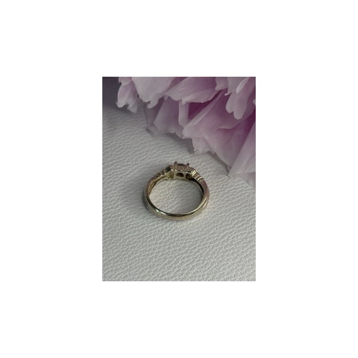 925 Sterling Silver Beryl & Marcasite Ring Size 7