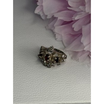 Vintage 925 Sterling Silver Garnet & Beryl Ring Size 5