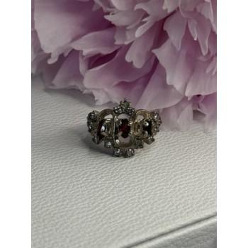 Vintage 925 Sterling Silver Garnet & Beryl Ring Size 5