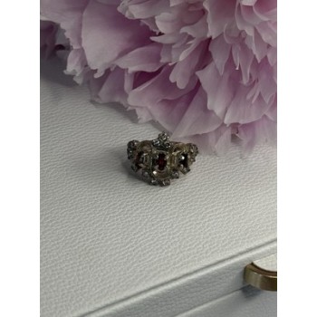Vintage 925 Sterling Silver Garnet & Beryl Ring Size 5