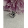 925 Sterling Silver Blue & White Sapphire Flower Ring Size 8