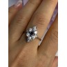 925 Sterling Silver Blue & White Sapphire Flower Ring Size 8