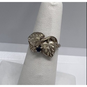 925 Sterling Silver Sapphire Ring Size 4.5