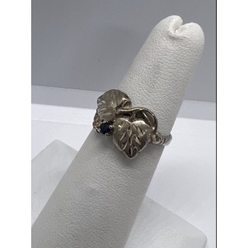 925 Sterling Silver Sapphire Ring Size 4.5