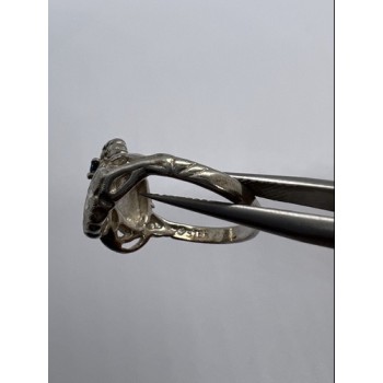 925 Sterling Silver Sapphire Ring Size 4.5