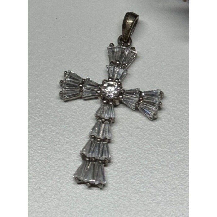 925 Sterling Silver CZ Cross