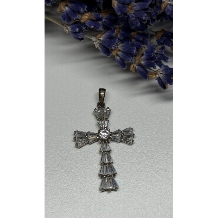 925 Sterling Silver CZ Cross