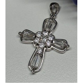 925 Sterling Silver CZ Cross
