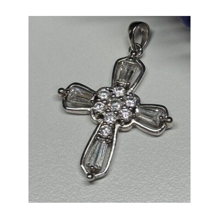 925 Sterling Silver CZ Cross