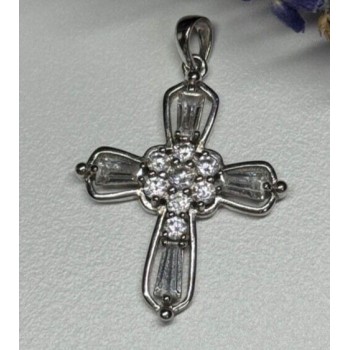 925 Sterling Silver CZ Cross