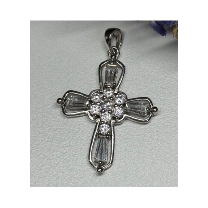 925 Sterling Silver CZ Cross