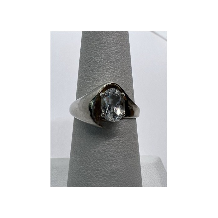 925 Sterling Silver Kabana & Colorless Spinel Ring Size 5.5