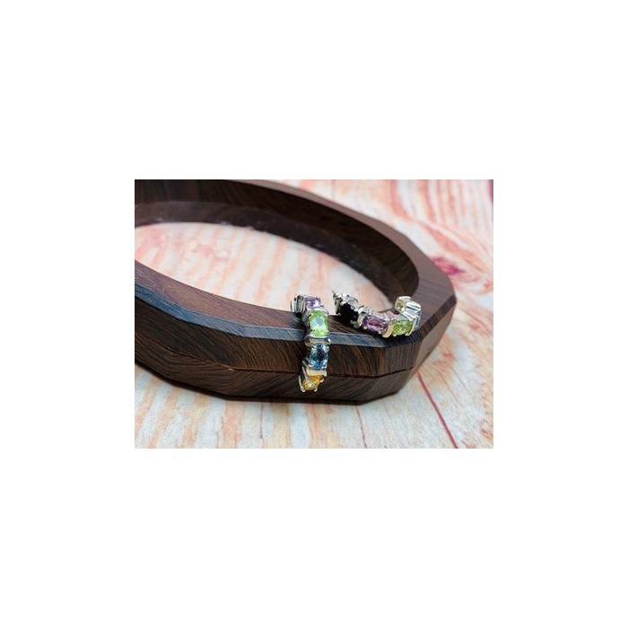 925 Sterling Silver Multi Gemstones Stud Earrings