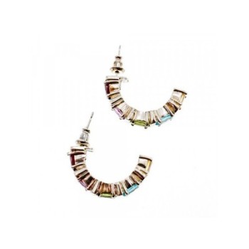 925 Sterling Silver Multi Gemstones Stud Earrings