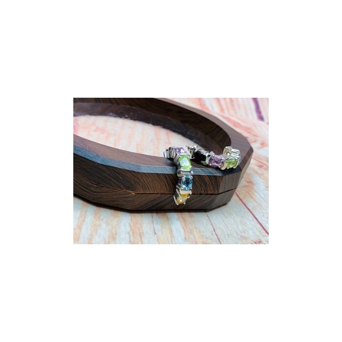 925 Sterling Silver Multi Gemstones Stud Earrings