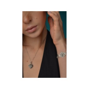 925 Sterling Silver Marcasites Heart Chain With Pendant