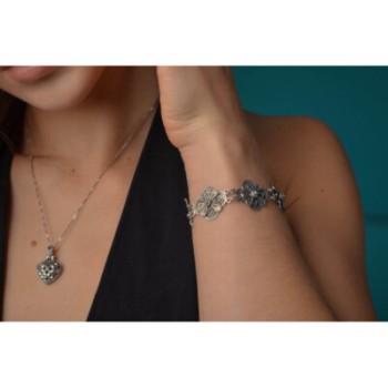 925 Sterling Silver Marcasites Heart Chain With Pendant