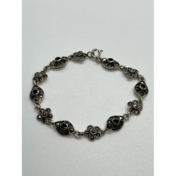 925 STERLING SILVER AGATE & MARCASITE  BRACELET