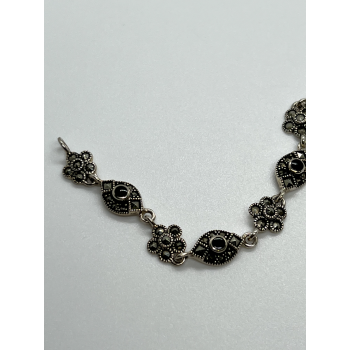 925 STERLING SILVER AGATE & MARCASITE  BRACELET