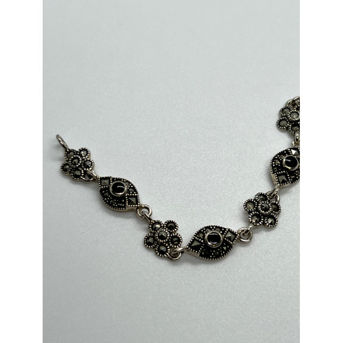 925 STERLING SILVER AGATE & MARCASITE  BRACELET