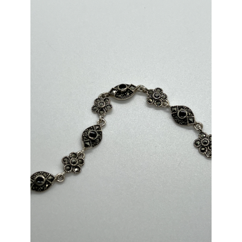 925 STERLING SILVER AGATE & MARCASITE  BRACELET
