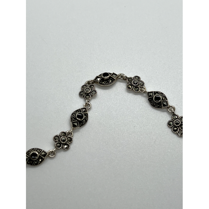 925 STERLING SILVER AGATE & MARCASITE  BRACELET