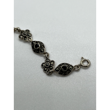 925 STERLING SILVER AGATE & MARCASITE  BRACELET