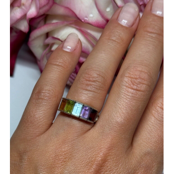 925 Sterling Silver Tourmaline Ring Size 5.5